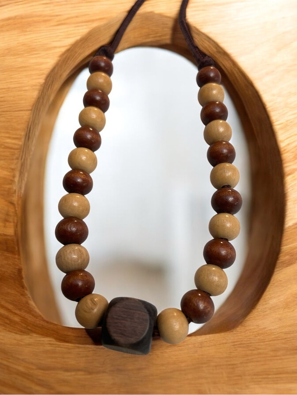 Wood Bead Statement Necklace - vintage